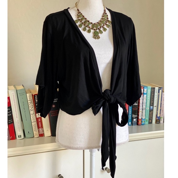 White House Black Market Tops - WHBM | Black Coverup w/Front Knot